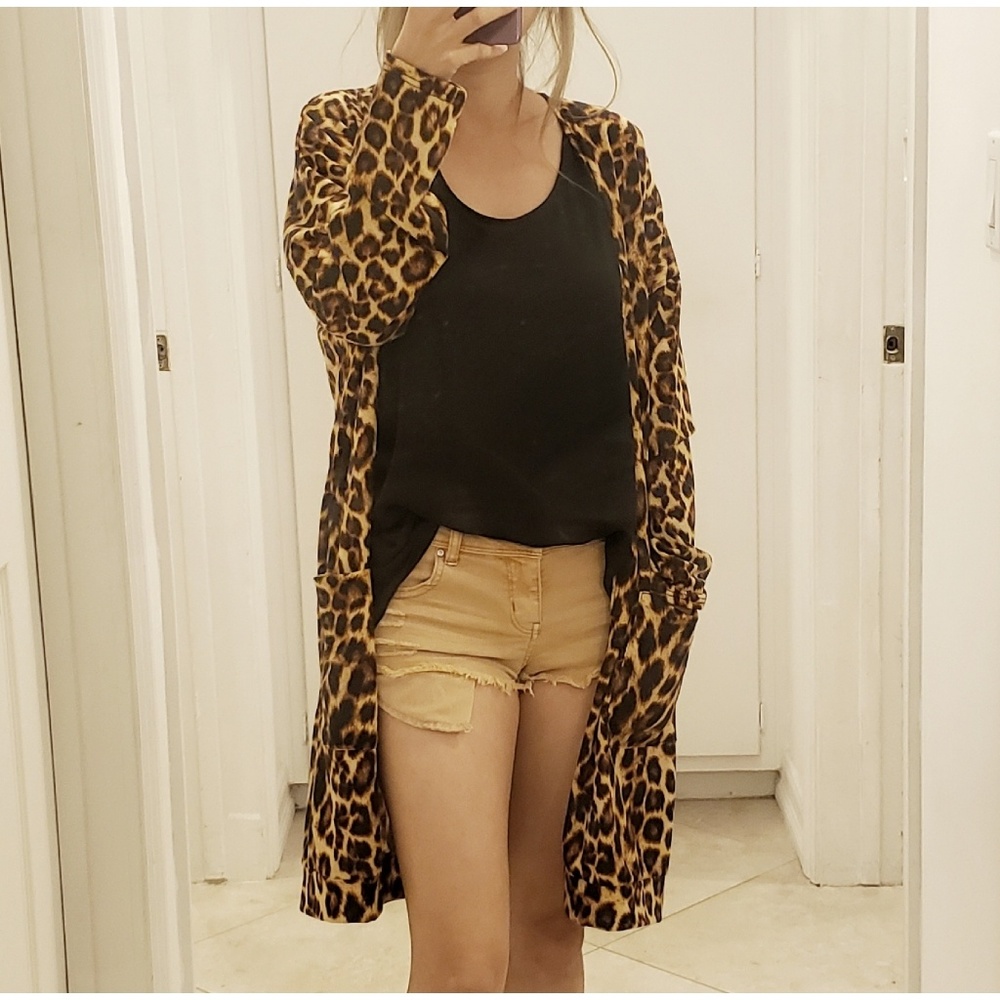 Animal print French Terry pockets cardigan